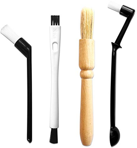 ACKLLR Coffee Grinder Cleaning Brush, Heavy Wood Handle & Natural Bristles Wood Dusting Espresso Brush and Nylon Espresso Machine Brush with Spoon for Bean Grain Barista Pasta Makers Home Kitchen
