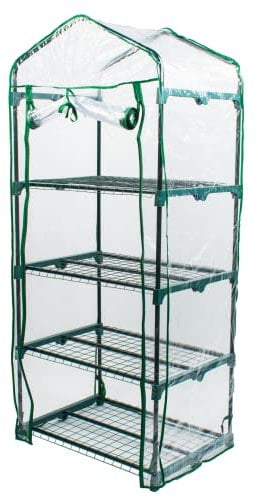 KCT 4 Tier Greenhouse with Shelves and Waterproof Cover Mini Garden Grow House