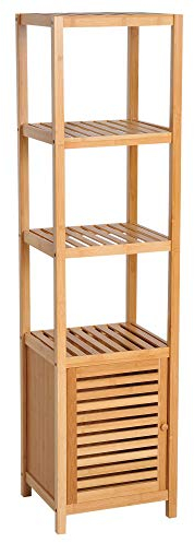 HOMCOM 140cm Tall Bathroom Cabinet, Freestanding Storage Unit w/ 3 Shelves, Utility Organiser Cupboard for Home Kitchen