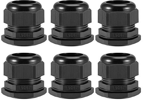 sourcing map PG36 Cable Gland 22mm-32mm Wire Hole Waterproof Nylon Joint Adjustable Locknut with Washer Black 6pcs