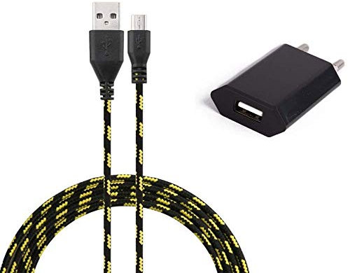 Pack Chargeur pour WIKO Y81 Smartphone Micro USB (Cable Tresse 3m Chargeur + Prise Secteur USB) Murale Android (Noir)