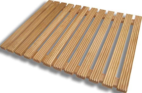 Castelmerlino Caillebotis de Douche en mélèze 55x69 cm pour receveurs de Douche 70x90
