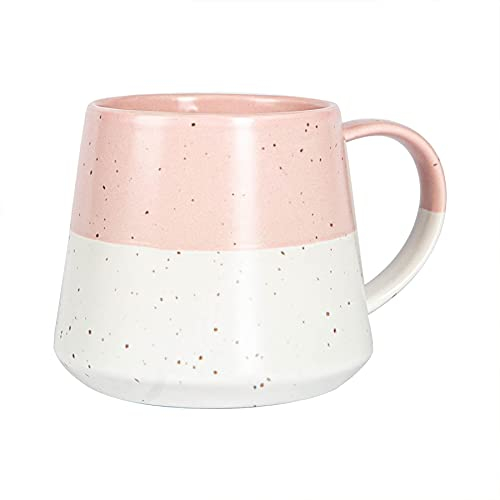 Nicola Spring Ceramic Coffee Mug - 370ml - Dusty Pink Dipped Flecked Stoneware Coffee Cups Dishwasher & Microwave Safe Large Tea Mugs for Hot Drinks, Hot Chocolate, Tea