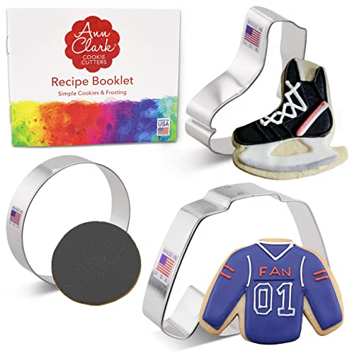 Ausstechformen Eishockey mit Rezeptheft, Jersey, Hockeyschlittschuh und Puck, 3-tlg. von Ann Clark Cookie Cutters