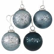 BOLTZE Weihnachtskugel 8cm blau 4 Fach Sortiert