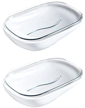 Jabonera Baño 2 Unids Hood Japon no perforado, caja de jabón de plástico simple y elegante, Soporte de jabón de montaje en pared creativo en el baño Jabonera Ducha