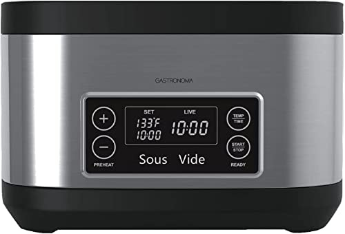 Gastronoma 18310011 Sous Vide Garer, punktgenaues Garen der Speisen durch elektronische Temperaturregelung, 9 Liter Fassungsvermögen, 40 °C–90 °C, LCD-Display, schwarz-edelstahl