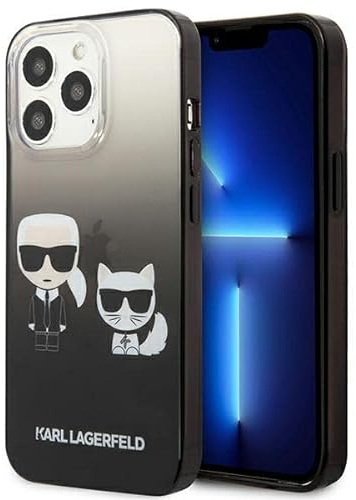 Karl Lagerfeld KLHCP13LTGKCK Hülle für iPhone 13 Pro / 13 6,1 schwarz Gradient Ikonik Karl & Choupette