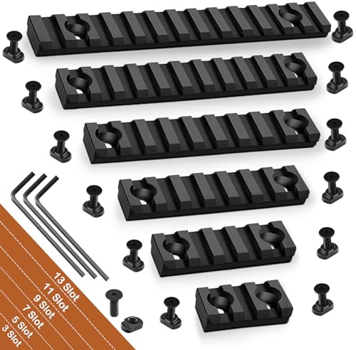 REERON Single Side Picatinny Rail Set 3 5 7 9 11 13 Slots with 13 T-Nuts & Screws, 3 Allen Wrench