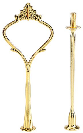 Multi Tiers Cake Stand, Hardware Holder Cake Fruit Cupcake Plate Stand Handle Fittings for Wedding Party Cupcake Dessert Platter Supplies(2-Tiers-Crown Gold)