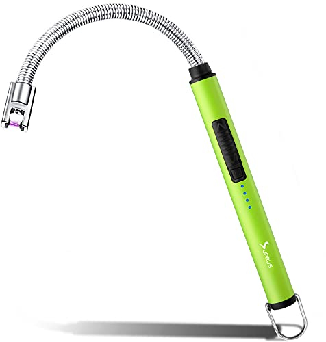 SUPRUS Fluorescent Lighter Glows in The Dark 360°Flexible Neck USB Rechargeable Windproof Triple Safety for Candle Cooking BBQ in Party (Yellow)