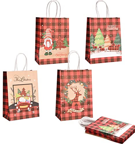 WOVEE 12 Stück Klein Geschenktüten Weihnachten Set mit Henkel
