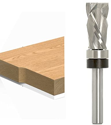Sinoprotools Solid Carbide Compression Flush Trim Router Bit, 1/4 Inch Shank Top Bearing Spiral Pattern/Plunge Flush Trim Router Bits for Wood Flush Trimming,Up-Down Cut 1/4X1/2X1X2-3/4(1 Bits)
