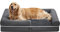 Feandrea Orthopädisches Hundebett, Hundekissen, Hundekorb, weiche Polsterung, Hundesofa, erhöhte Ränder, Bezug abnehmbar und waschbar, 106 x 80 x 20 cm, rutschfeste Unterseite, dunkelgrau PGW077G01