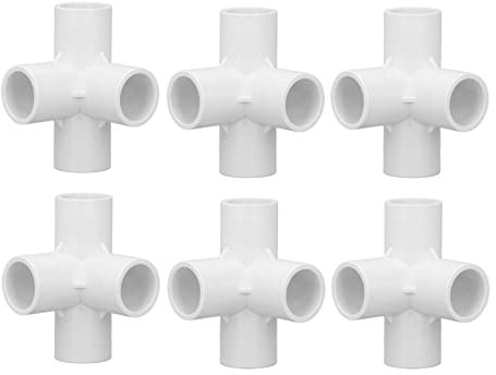 10 raccordi laterali a 4 vie, connettori per tubi in PVC, 2 cm, raccordo a gomito a 4 vie, per raccordo a tubo (bianco)