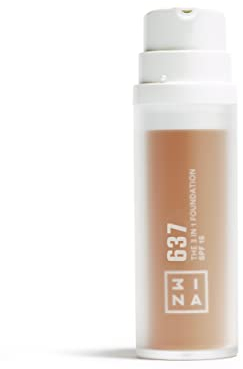 3INA MAKEUP - The 3 in 1 Foundation 637 - Sonnenbeige Foundation 3 in 1 mit Unterton Neutral - Grundierung Concealer & Foundation - Foundation mit SPF15 & Vitamin C - Vegan - Cruelty Free