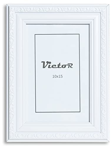 VictoR antiker - kunstvoller Fotorahmen „Chagall“ in Weiß - 10x15 cm (A6) Deko Bilderrahmen Vintage - geeignet für Urkunden - Zeugnisse - Bilderrahmen Weiß 10x15 - Barock