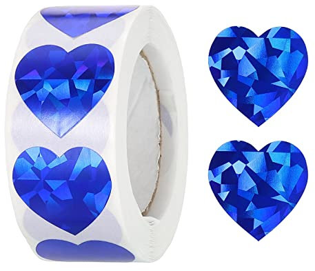 sourcing map 500 Stück Herz Förmige Aufkleber 1 Zoll Selbstklebende Liebe Aufkleber Etikett Herz Dekorationen für Umschlag Valentinstag Hochzeitsfeier Helle Blau