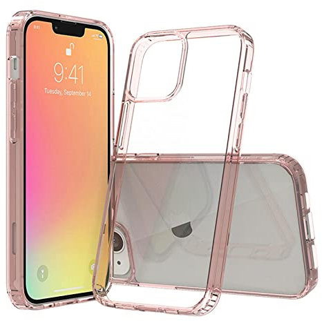 DENUVI Per iPhone 13 Mini Pro Max Custodia Morbida Custodia rigida in silicone trasparente per iPhone 13 Mini iphone13 pro max,Rosa,Per iPhone 13 Mini