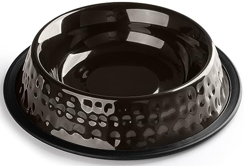 StilGut Fressnapf für Hund & Katze, Futternapf aus Aluminium 0,2 l, Hundenapf, Katzennapf, Wassernapf - Schwarz gehämmert