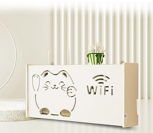 Router Verstecken Box Wandhalterung Router Regal Ohne Bohren Storage Shelves Small White Schwimmendes Regal,B40x9.5x20cm