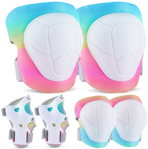 MHJY Knieschoner Kinder Schoner Inliner 6Pcs Protektoren Set Knie und Ellenbogenschützer Handgelenkschoner Jungen Mädchen Knieschützer Für Skates Rollschuhe Skateboard Fahrrad 3-8 Jahre