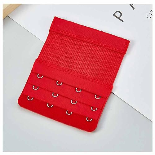 SHTGOI 5 unidades Extensor de sujetador 4 ganchos 3 filas elástico extensión de sujetador elástico ropa interior hebilla extensión sujetador extensor correa accesorios ropa interior para mujer rojo