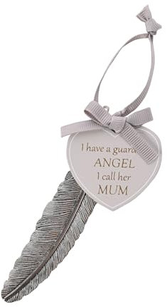 Widdop & Co. Feather and Heart Hanging Plaque Keepsake - Mum Guardian Angel - Thoughts of You Gift Idea
