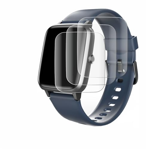 Savvies 4 Stück Full-Screen Schutzfolie für Hama Fit Watch 4900 Full-Cover Displayschutz-Folie mit Installationshilfe [3D Curved, Transparent]