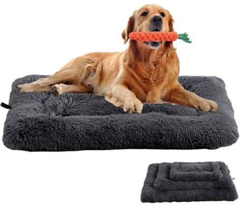 FANSU Hundebett Waschbar Katzenbett Flauschig Hundebetten Weiche Hunde Bett Beruhigende Haustierbett Abnehmbar und Waschbar für Kleine Mittlere Großer Hunde (60x40CM,Dunkelgrau)