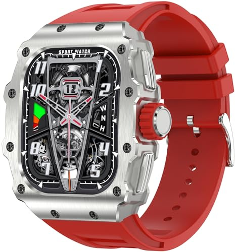 Militär Smartwatch Herren mit Telefonfunktion für Android iOS 1.95 Zoll AMOLED Touchscreen Fitnessuhr Blutdruck Herzfrequenz Schlafmonitor IP68 Wasserdicht Outdoor Sportuhr Langer Akku 123 Sportmodi