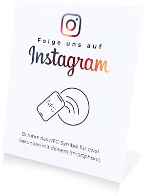 Folge uns auf Instagram NFC Aufsteller | Mehr Follower gewinnen | vorprogrammiert auf Ihren Instagram Account (weiß)