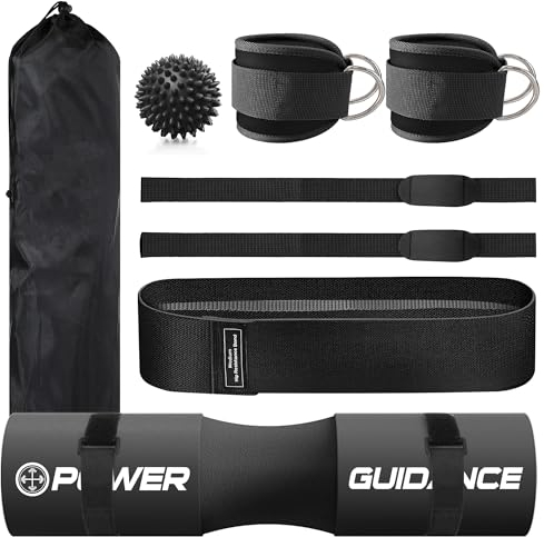 POWER GUIDANCE Langhantel Polster Kniebeugen Barbell Squat Pad Ideal für Squats Lunges Hip Thrusts Gewichtheben mehr Fit 50mm Olympic Bars Viele Farben sind verfügbar (Schwarzer Anzug)