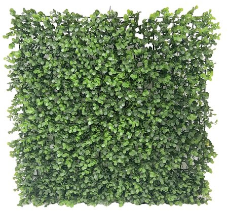 Pannello Siepe Finta Artificiale con Foglie Copri Ringhiera Verde Recinzione Edera Finta da Parete Giardino Muro Ornamentale Siepe Balcone Misura 50x50 cm Foglie Bosso
