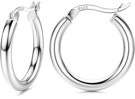 FIOROYAL Creolen Silber 925 für Damen Ohrringe Silber 925 Creolen Hypoallergene Große Mittelgroß Kleine Ohrringe Creolen Hoop für Mädchen 13MM