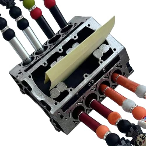 Paodduk Visitenkartenhalter mit Motorblock, Kartenhalter für Motormodelle, Visitenkarten-Organizer, Schreibtisch-Organizer mit Motormodellen für Väter, Ehemänner, Kollegen