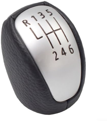 para Pomo de palanca de cambios de 6 velocidades, elegante para pomo de palanca de cambios LAGUNA 3 III Coupe, plateado mate y cuero negro