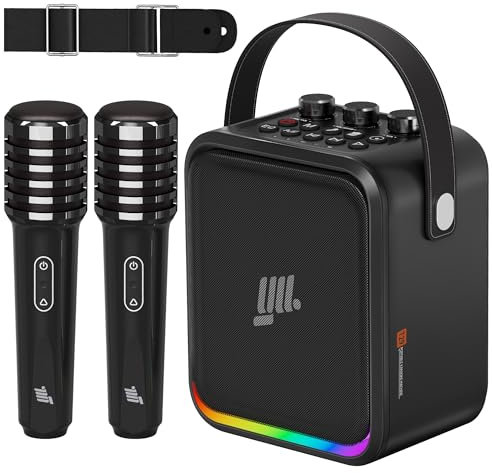 YLL Bluetooth Speaker Wireless Speaker with Lights Loud Big Bluetooth Speaker Boombox for Outdoor Sport Home Party Rechargeable Support Stand Holder/AUX/USB/TF Card/MIC Black