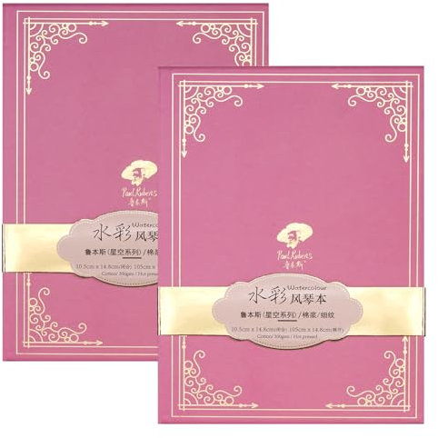 Paul Rubens Aquarell Skizzenbuch, 140lb/300gsm Säurefreies 50% Baumwolle Organ Style Aquarell Journal Papier, Cold Pressed Kleiner 20 Blatt(2 Pack) 5.8 x 4.1 Inches