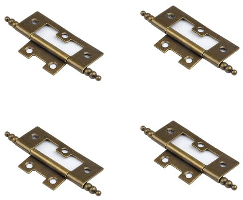 Leliafleury 4Pcs Flush Door Hinges 2 Inch Cabinet Mute Hinges Butt Hinges for Window Cabinets Closet Drawer Boxes, Bronze