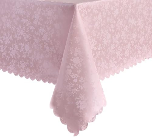Romanstile Tovaglia plastificata natale rosa 80x80 cm quadrata antimacchia Tovaglie PVC elegante con motivo floreale Tovaglia cerata da esterno impermeabile per cafe natalizia feste compleanno bambina