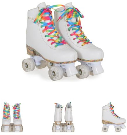 Byox Rollschuhe Donna weiß, PU-Rollen mit Glitzer, ABEC-5 Lager, versch. Größen, Größen:Gr. 27-30