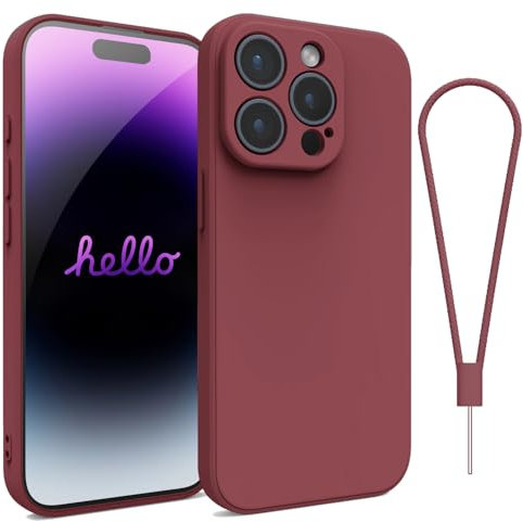 Andwing For iPhone 15 Pro Max Case,Silicone Case Soft Ultra For iPhone 15 Pro Max Phone Case Slim Protective Shockproof Cover Scratch-Resistant Microfiber Lining, 6.1 Wine Red