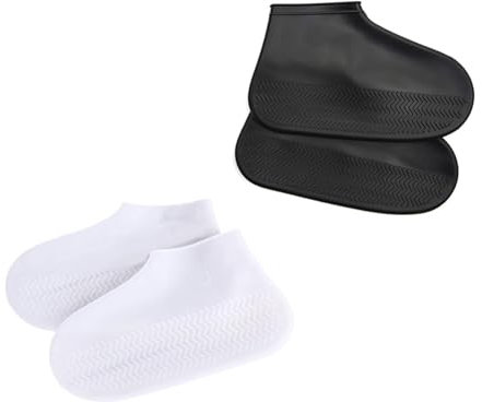 RHQFDM 4 pezzi Sovrascarpe Impermeabili Copriscarpe Riutilizzabili in Silicone Antiscivolo Copriscarpe Impermeabili in Silicone Semitrasparente Per Giorni di Pioggia,Spiagge,Strade Fangose(L)
