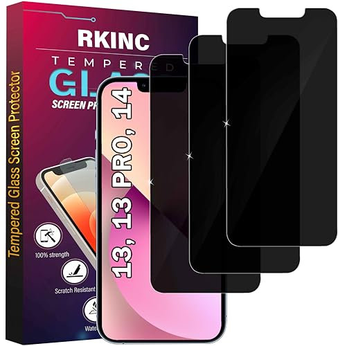 RKINC 3 Stück, Sichtschutz Panzerglas für iPhone 13 / iPhone 13 Pro/iPhone 14 6.1-Inch, Anti-Spähen Panzer Schutz Glas HD Displayschutzfolie, 0,33 mm kratzfest, splitterfrei, blasenfre