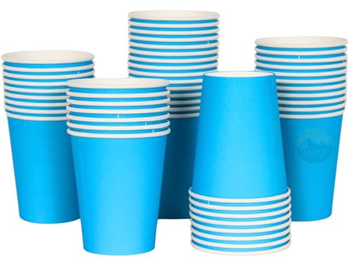 KURTT Trinkbecher, 200 Stück, 200ml/8oz, Ideal für Mehrzweckgebrauch, Kaffeebecher, Partybecher, Einwegbecher, Pappbecher, Pappbecher, Trinkbecher Kinder, Geburtstag, Grillparty, Feste (Blau)