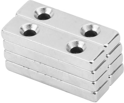 Fangehong 8 Stück Stark Neodym Rechteckmagnete, Silber, 40×10×5 mm, 30 kg Zugkraft, Neodym-Material, Ideal für Heimwerk, DIY, Büro