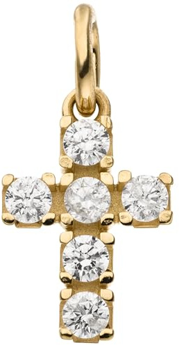 Jobo Damen-Anhänger Kleines Kreuz aus 9 Karat 375 Gold mit 6 Zirkonia