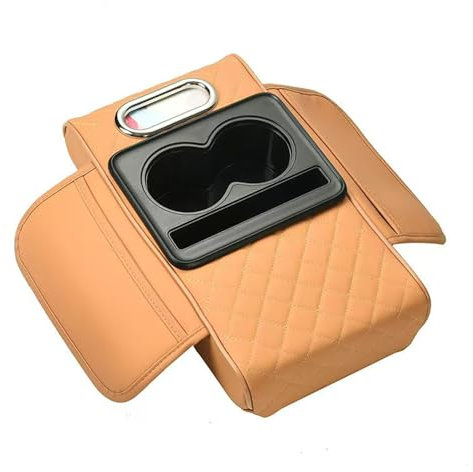 Car Thickened Sponge Armrest Box Cover For Vauxhall Opel Grandland X 2017 2018 2019-2022,Centre Console Faux Leather Armrest Box Cover Cushion With Cup Holder Automotive Interior Accessories