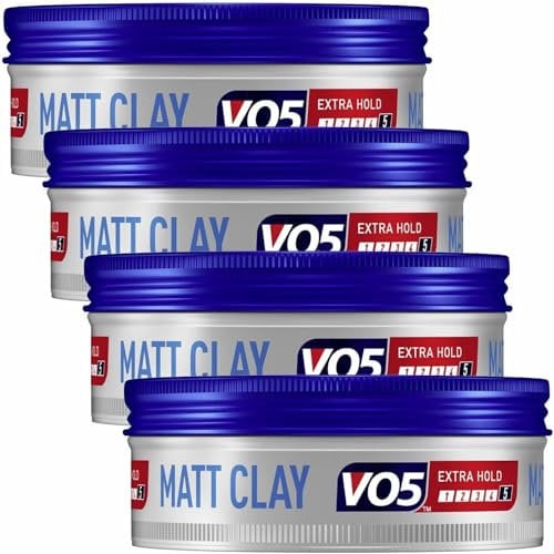 4 x VO5 Extreme Style Matt Clay Extra Hold For Sculpted Texture And Choppy Matt Finish All Day Hold, 75 ml